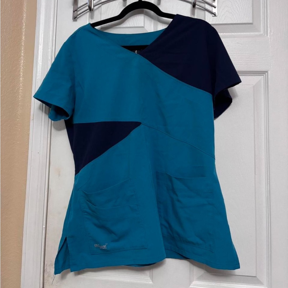Grey's Anatomy blue & navy blue Scrub Top
